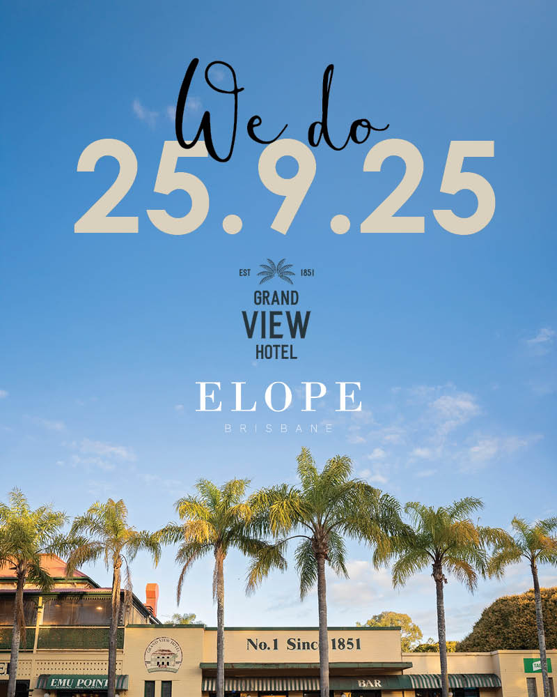 grand view hotel wedding with elope brisbane
