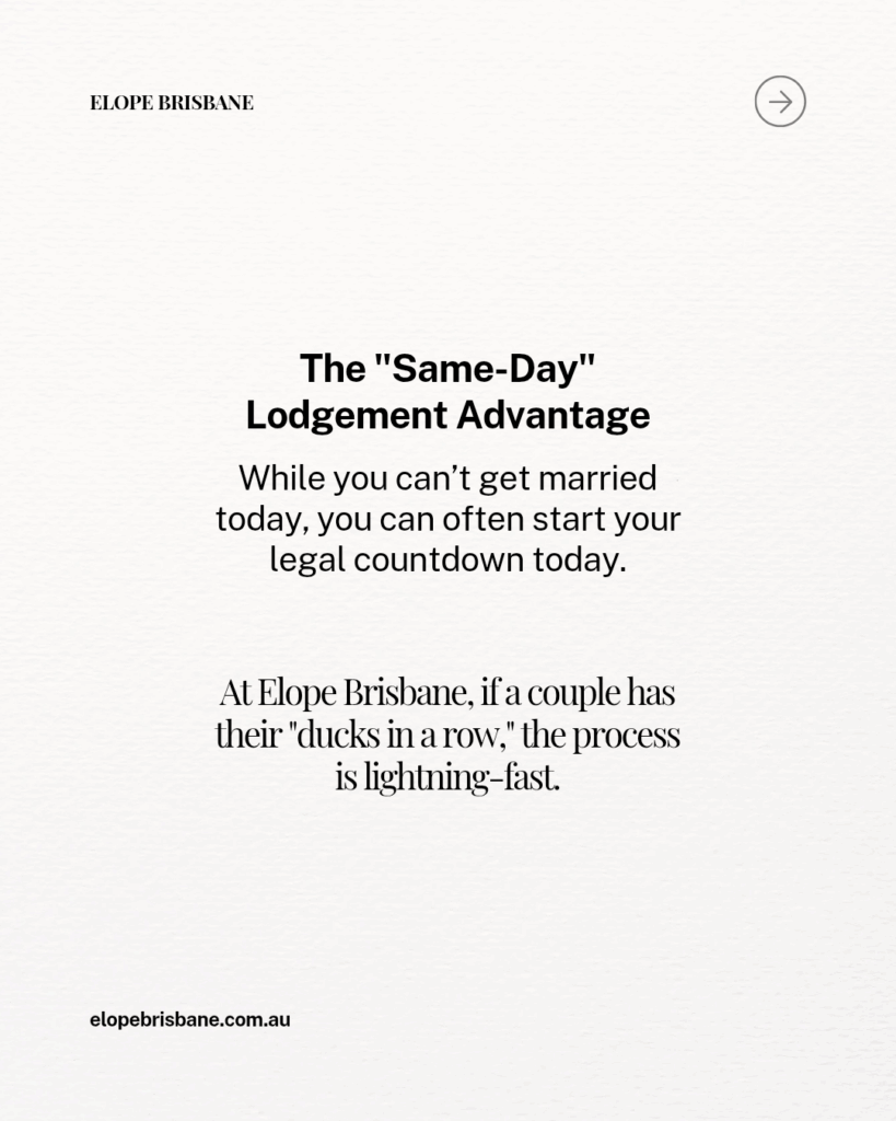 the fastest way to get married in Brisbane is with elope brisbane, not the registry office